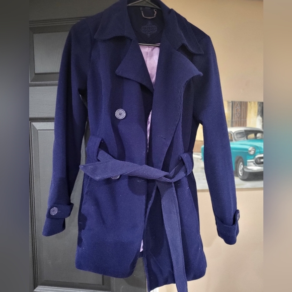JOU JOU purple double breasted pea coat - Picture 3 of 15